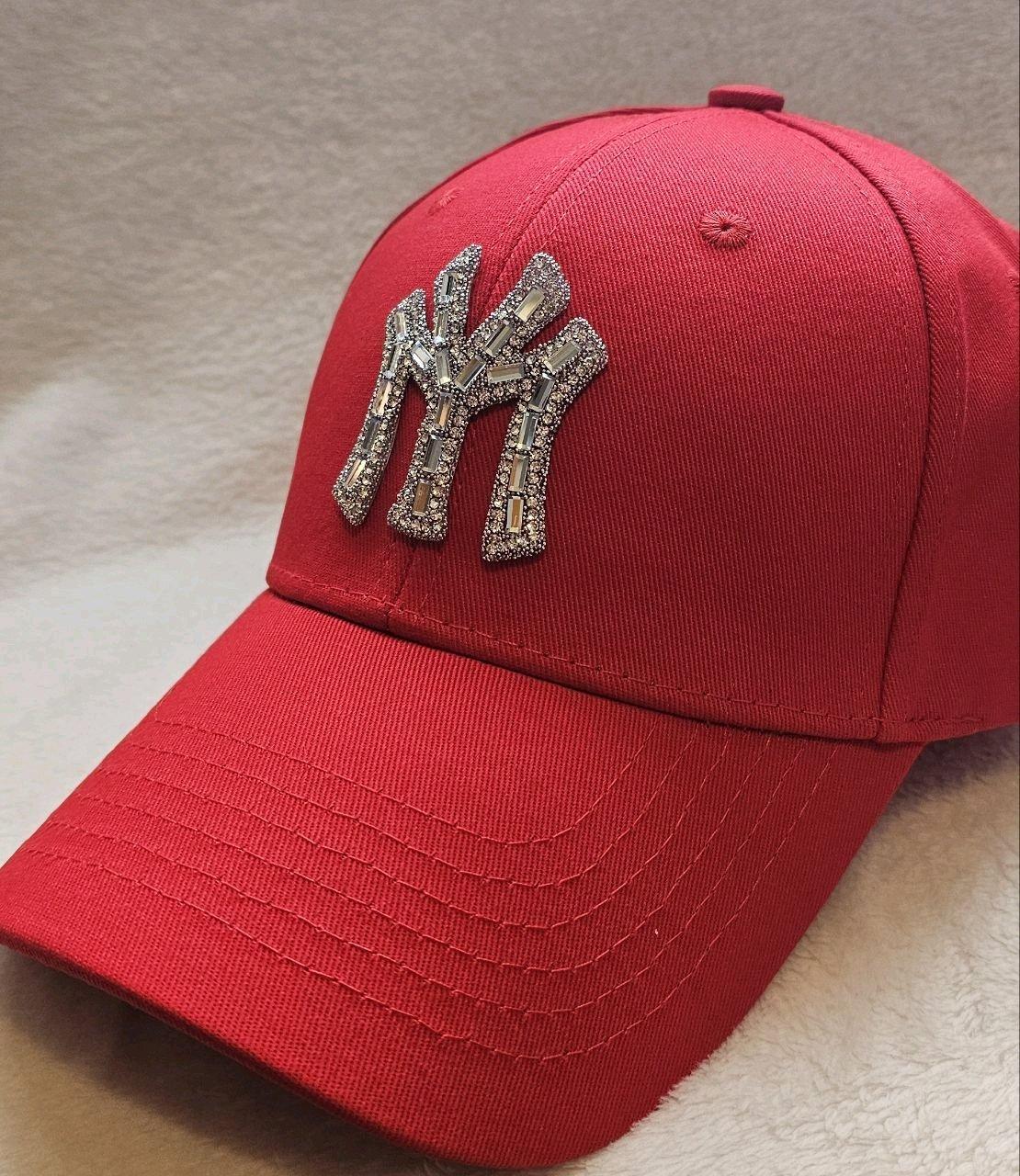 Stylish red fashion cap with shiny rhinestone design - Corona, New York - FleaMarketBay