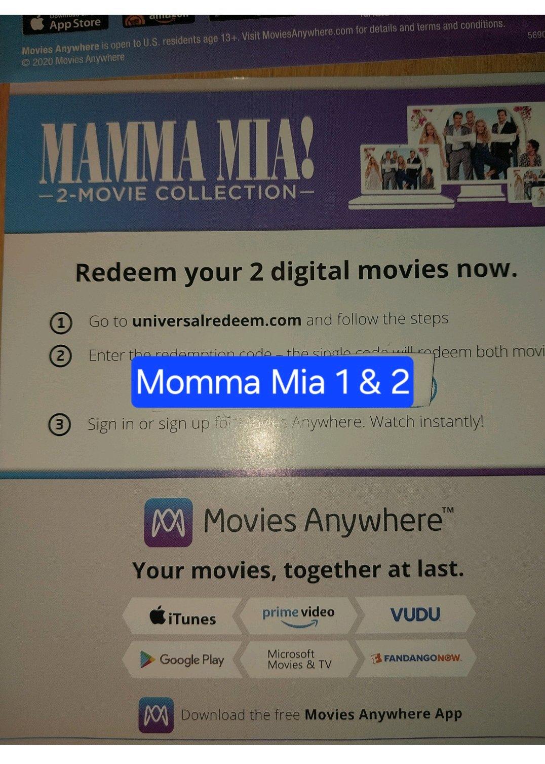 Mama Mia two movies for the price of one - Alto, Michigan - FleaMarketBay