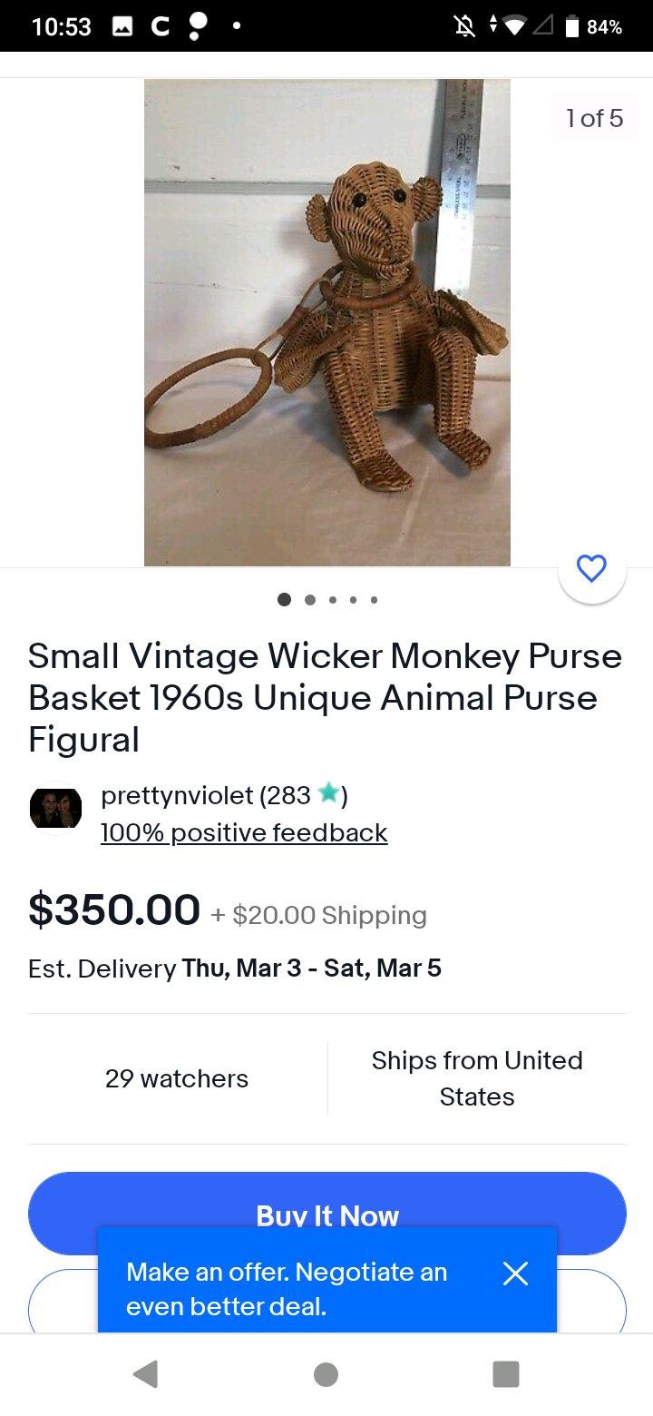 whimsical vintage hanging basket in shape of monkey like new - Tulsa, Oklahoma - FleaMarketBay