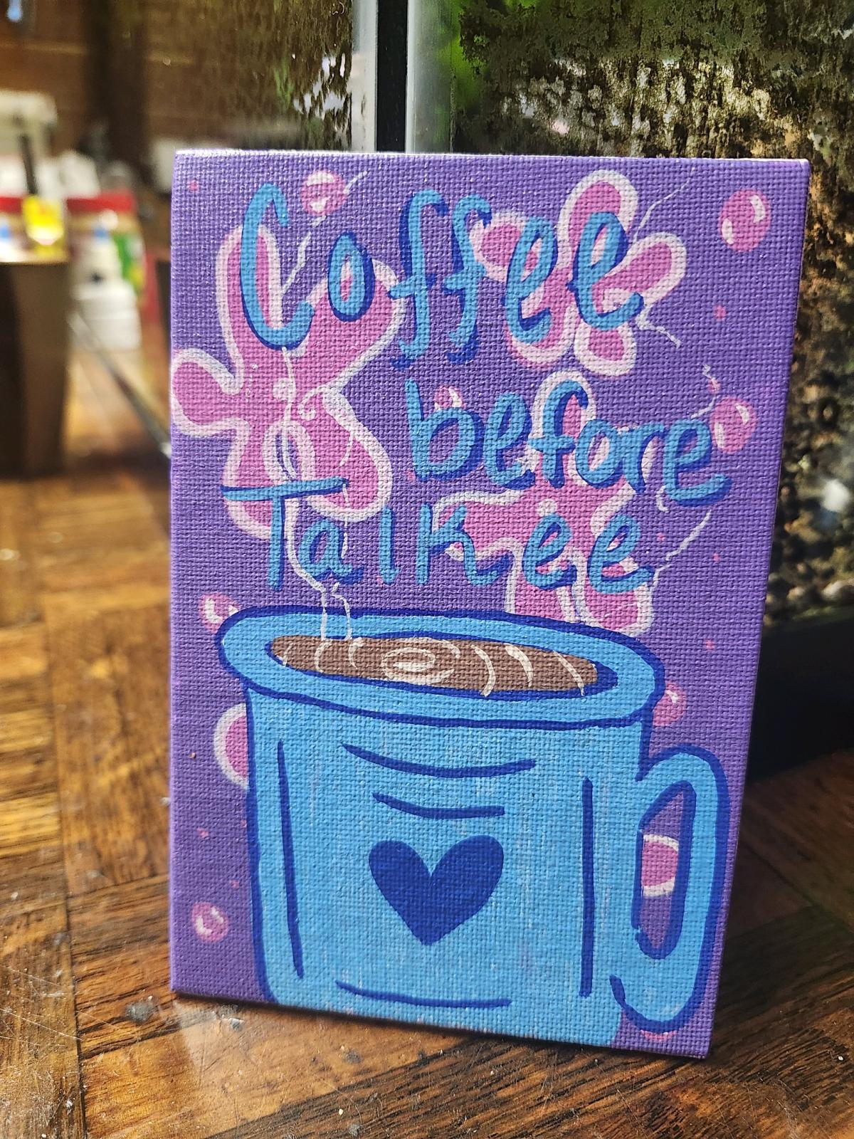 Coffee before talkie Original acrylic painting on canvas - Titusville, Florida - FleaMarketBay
