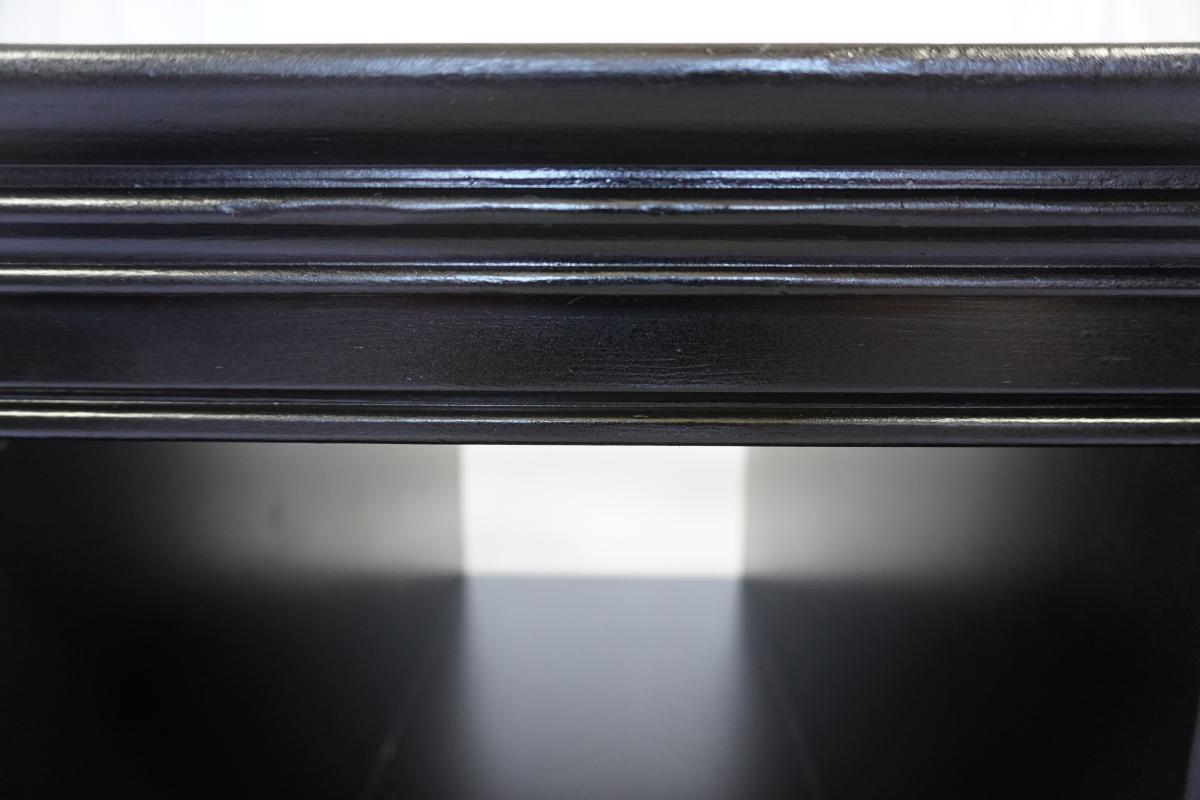 Modern Black Coffee Table – Glass Top, 2 Drawers, Freshly Refinished - , California - FleaMarketBay