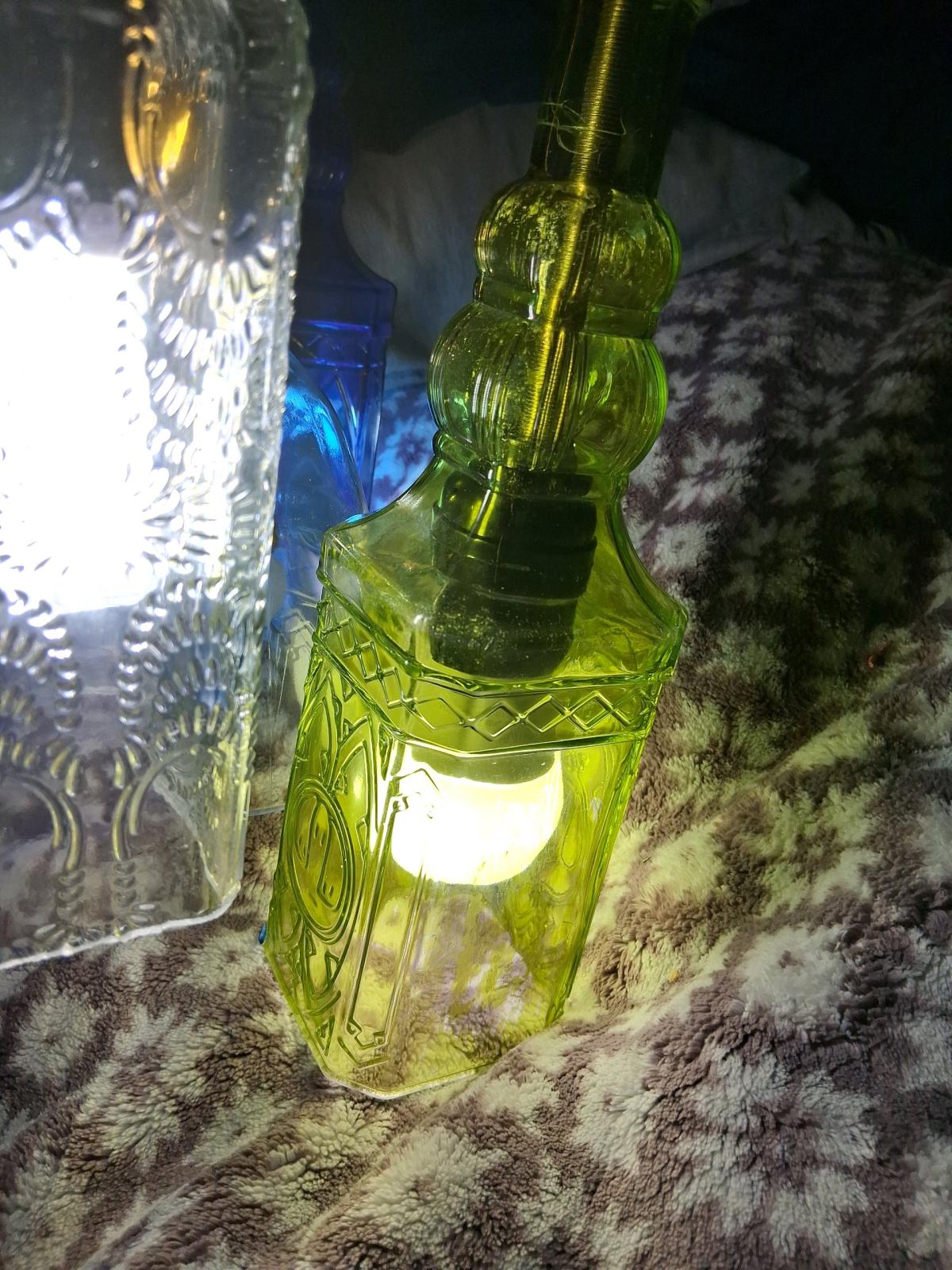 5 Multi Color Glass Bottle Light Fixture - Chino, California - FleaMarketBay