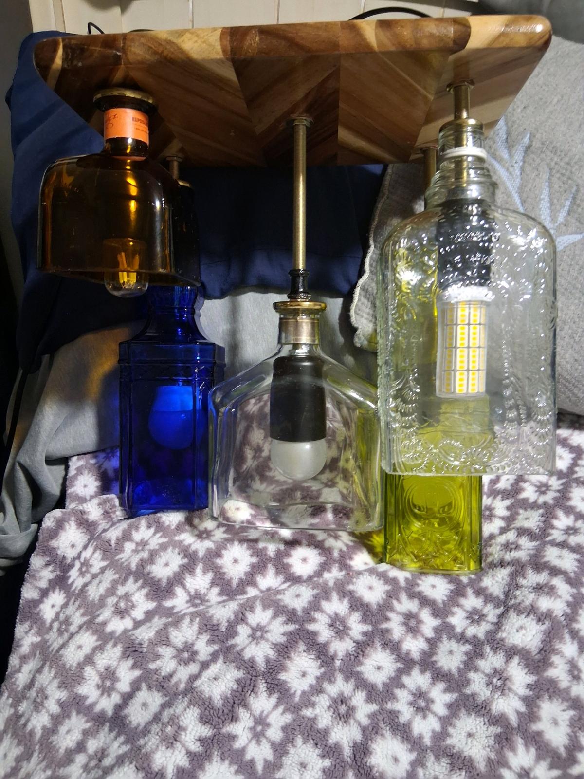 5 Multi Color Glass Bottle Light Fixture - Chino, California - FleaMarketBay