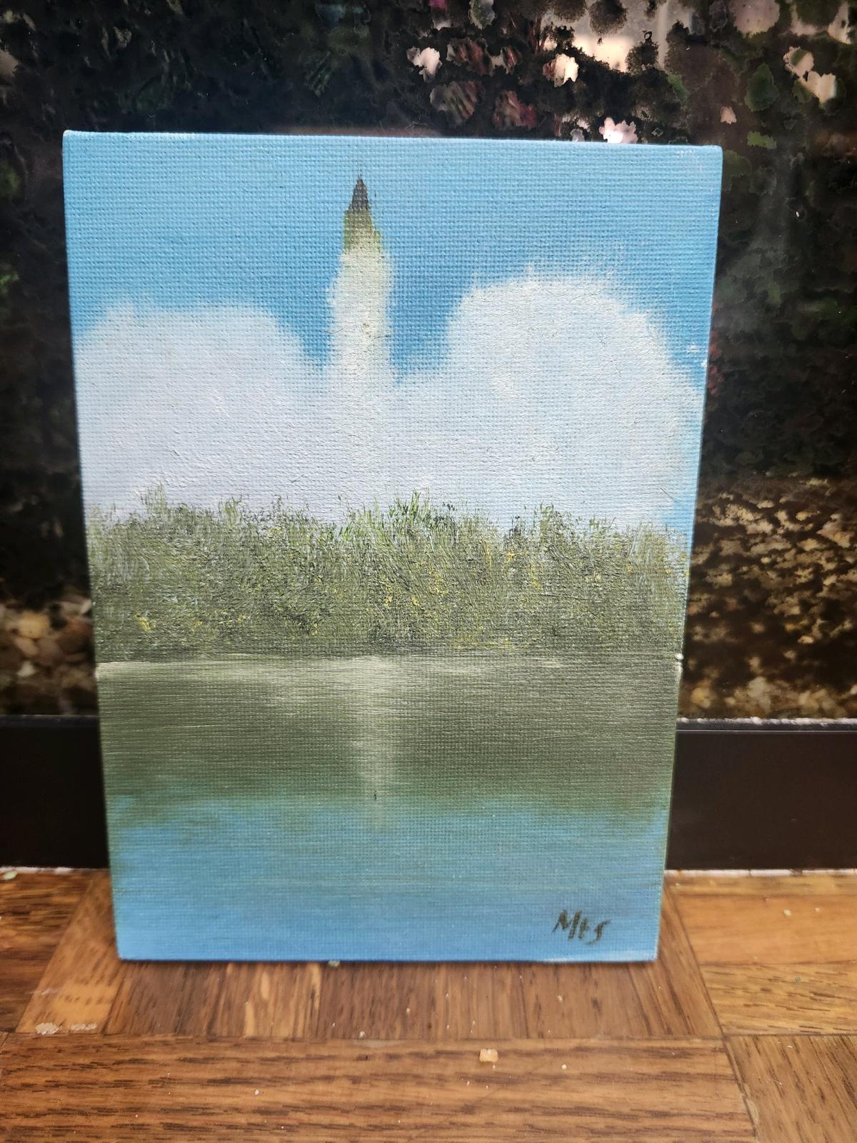Rocket Launch Oil Painting Original Space Art NASA Inspired - Titusville, Florida - FleaMarketBay