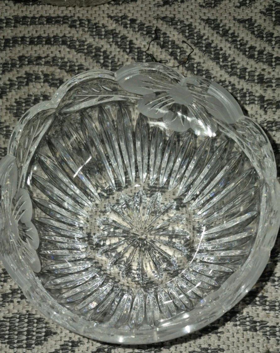 Vintage Cut Crystal Floral Scalloped Candy Dish Bowl - Le Sueur, Minnesota - FleaMarketBay