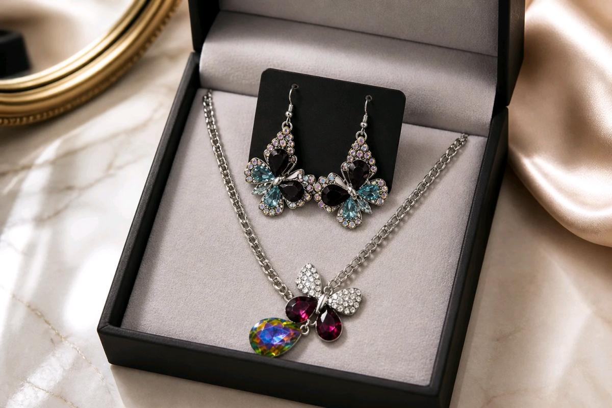 butterfly necklace with earrings - Washington Court House, Ohio - FleaMarketBay