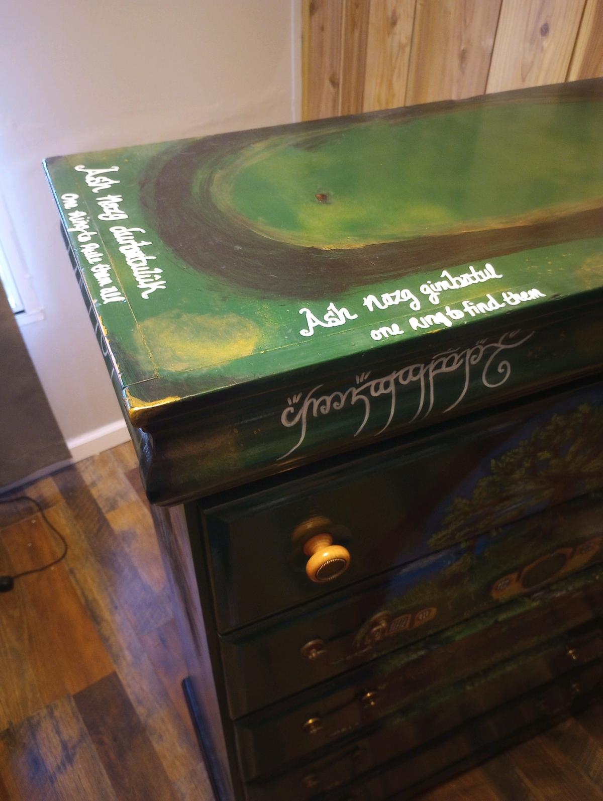 LOTR Inspired Dresser Hand Painted - Cleveland, Tennessee - FleaMarketBay
