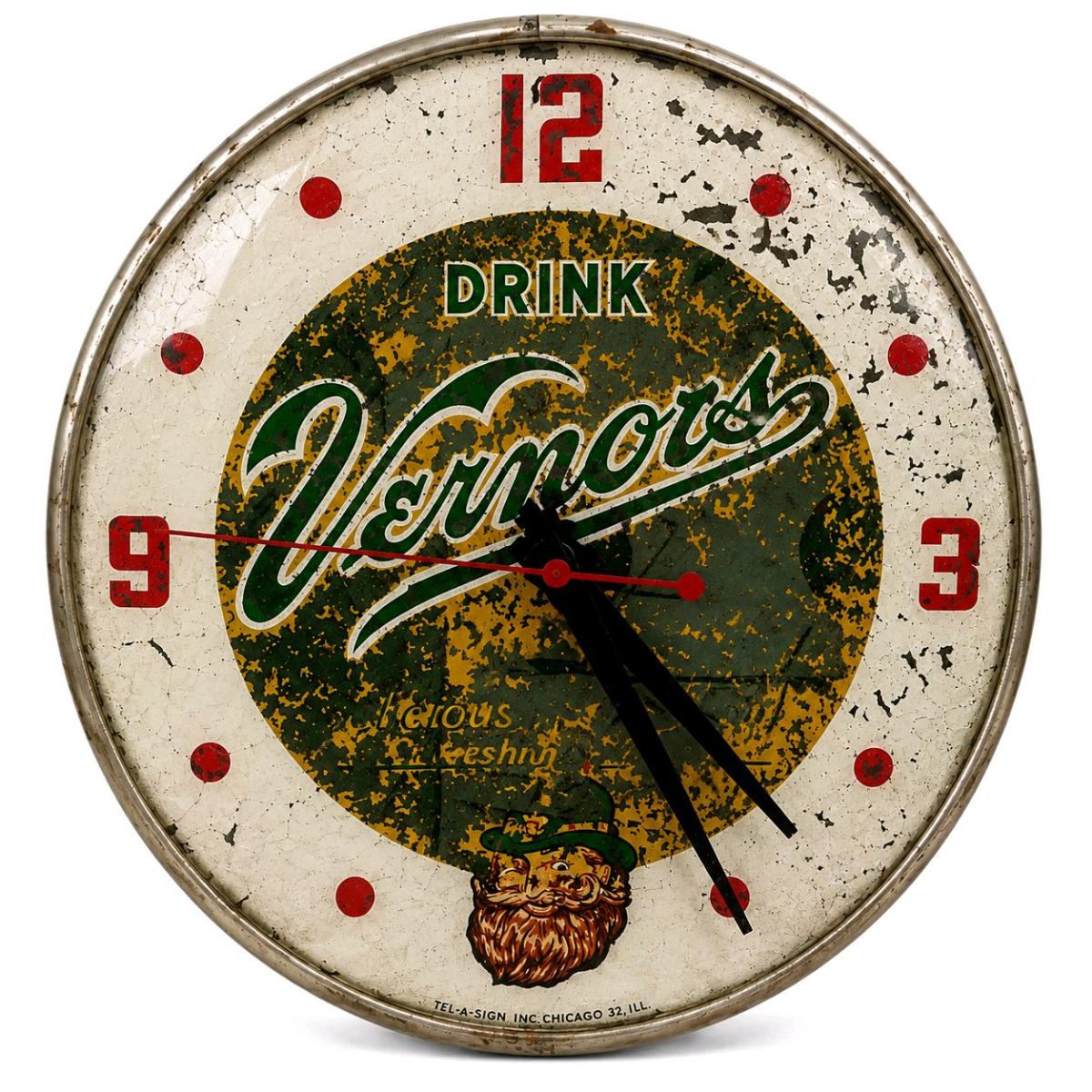 Original Vernors Woody Gnome Illuminated Advertising Clock c - Hastings, Florida - FleaMarketBay