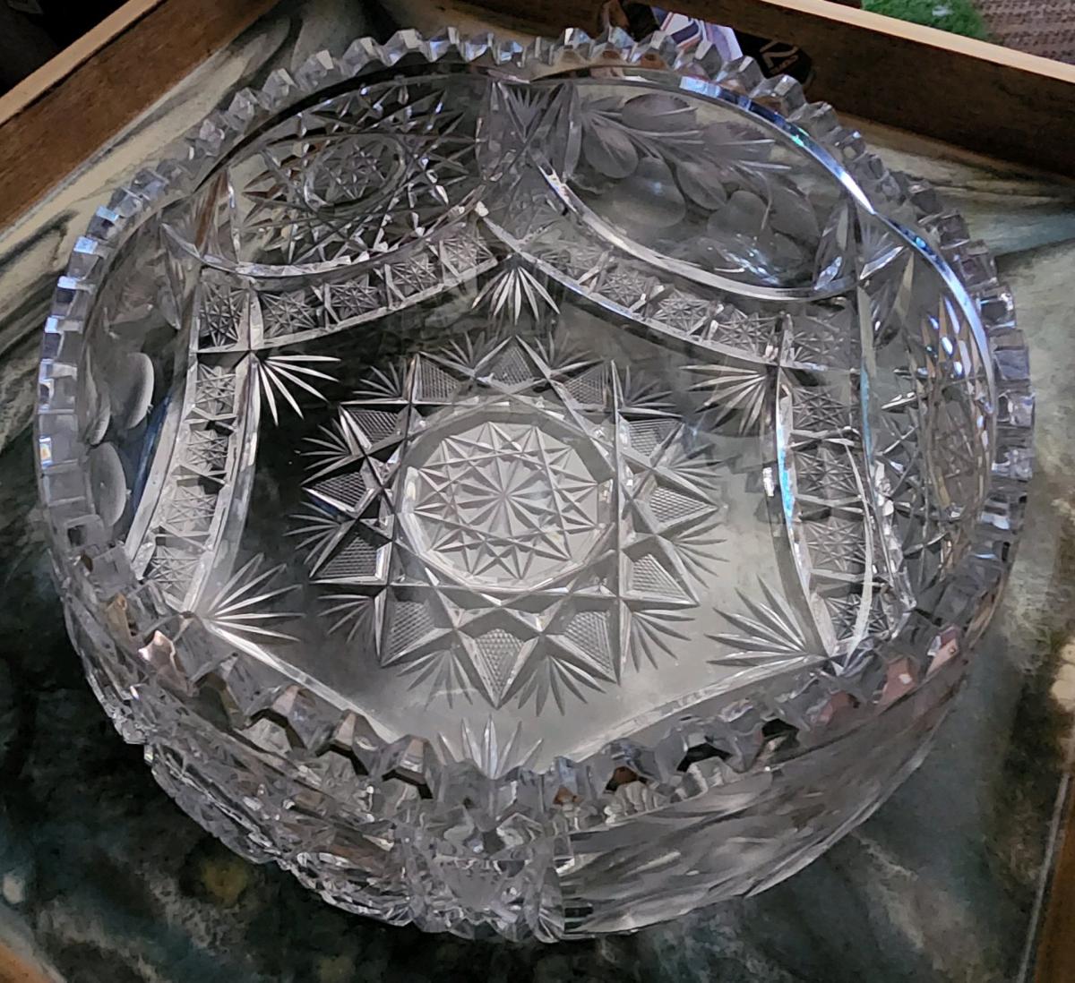 ABP Hand Cut Crystal Fruit Bowl w Stars and Pears - Englewood, Colorado - FleaMarketBay