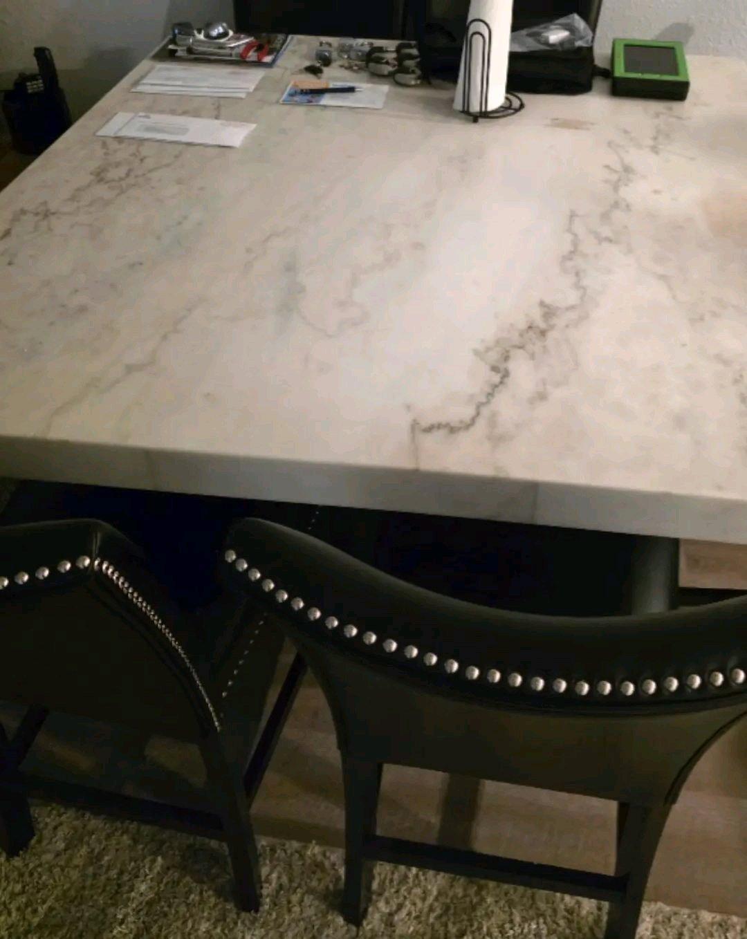 Heavy thick Marble Table with 6 leather chairs - Midlothian, Texas - FleaMarketBay