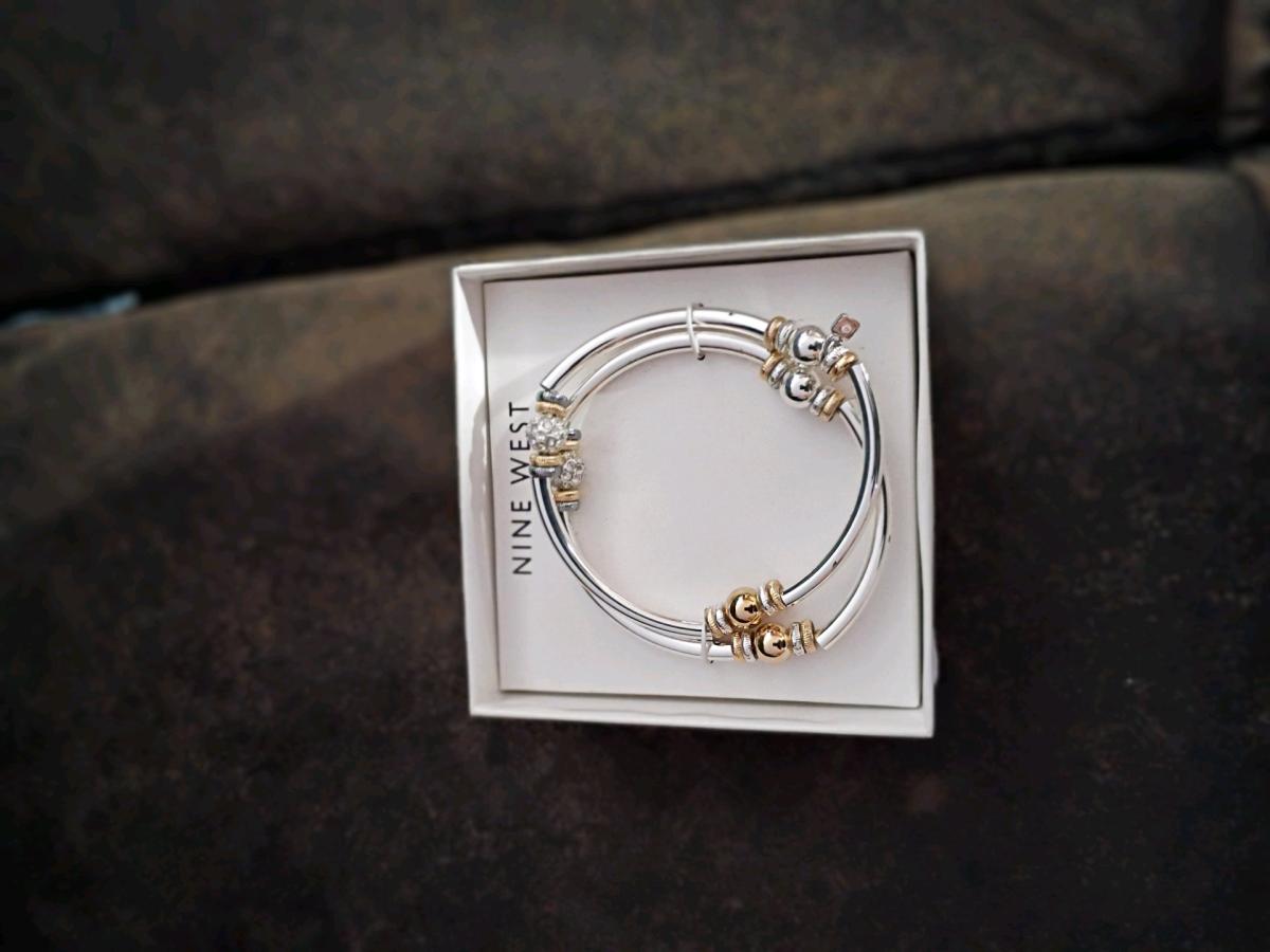 Nine West Silver And Gold Hoop Earrings - Somerdale, New Jersey - FleaMarketBay