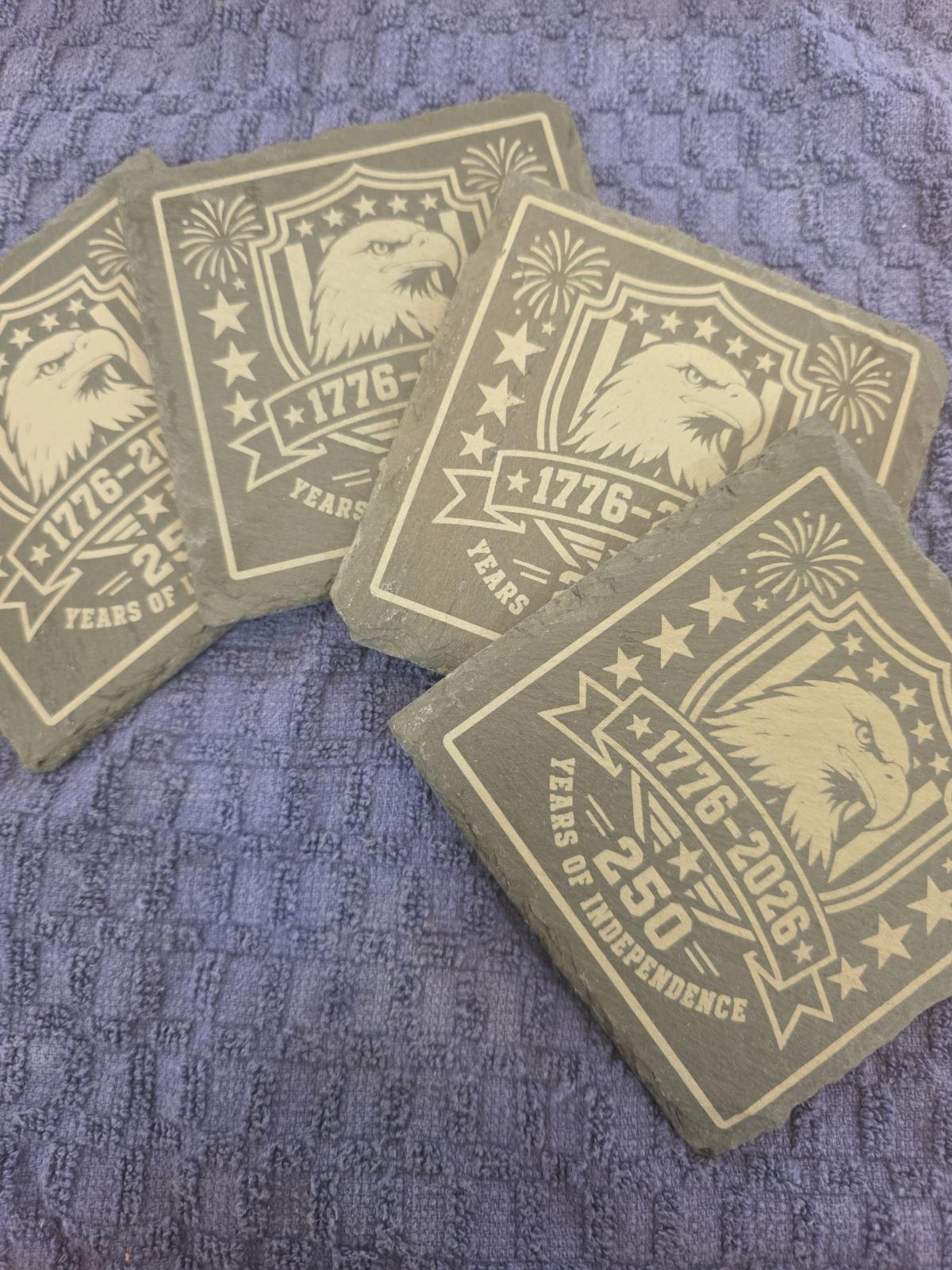 Americas 250 slate coasters - Fletcher, Oklahoma - FleaMarketBay