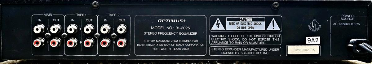 Optimus 20 Band Graphic Equalizer - Tomball, Texas - FleaMarketBay