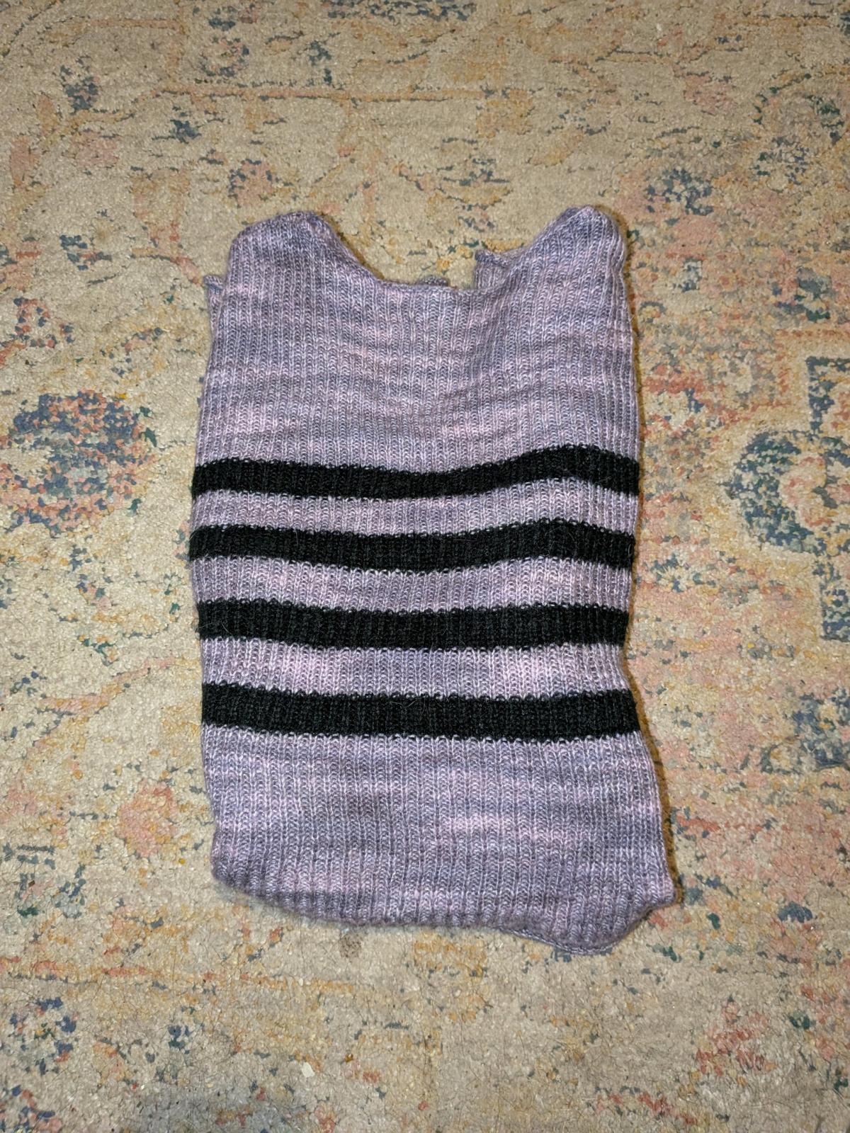 Purple  Black Stripe Marled Bell Sleeve Girls Crop Sweater - Round Lake, Illinois - FleaMarketBay