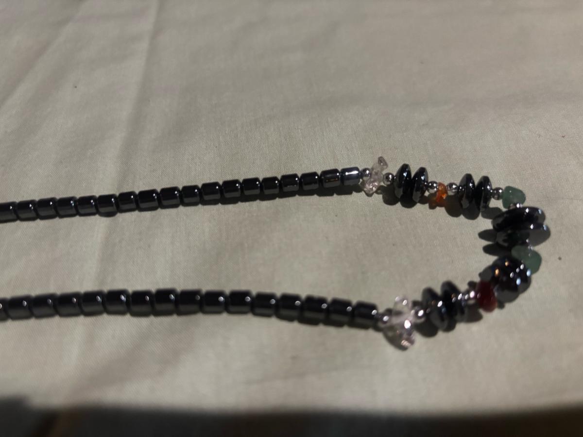steel necklace with multi colored stones - Glade Valley, North Carolina - FleaMarketBay