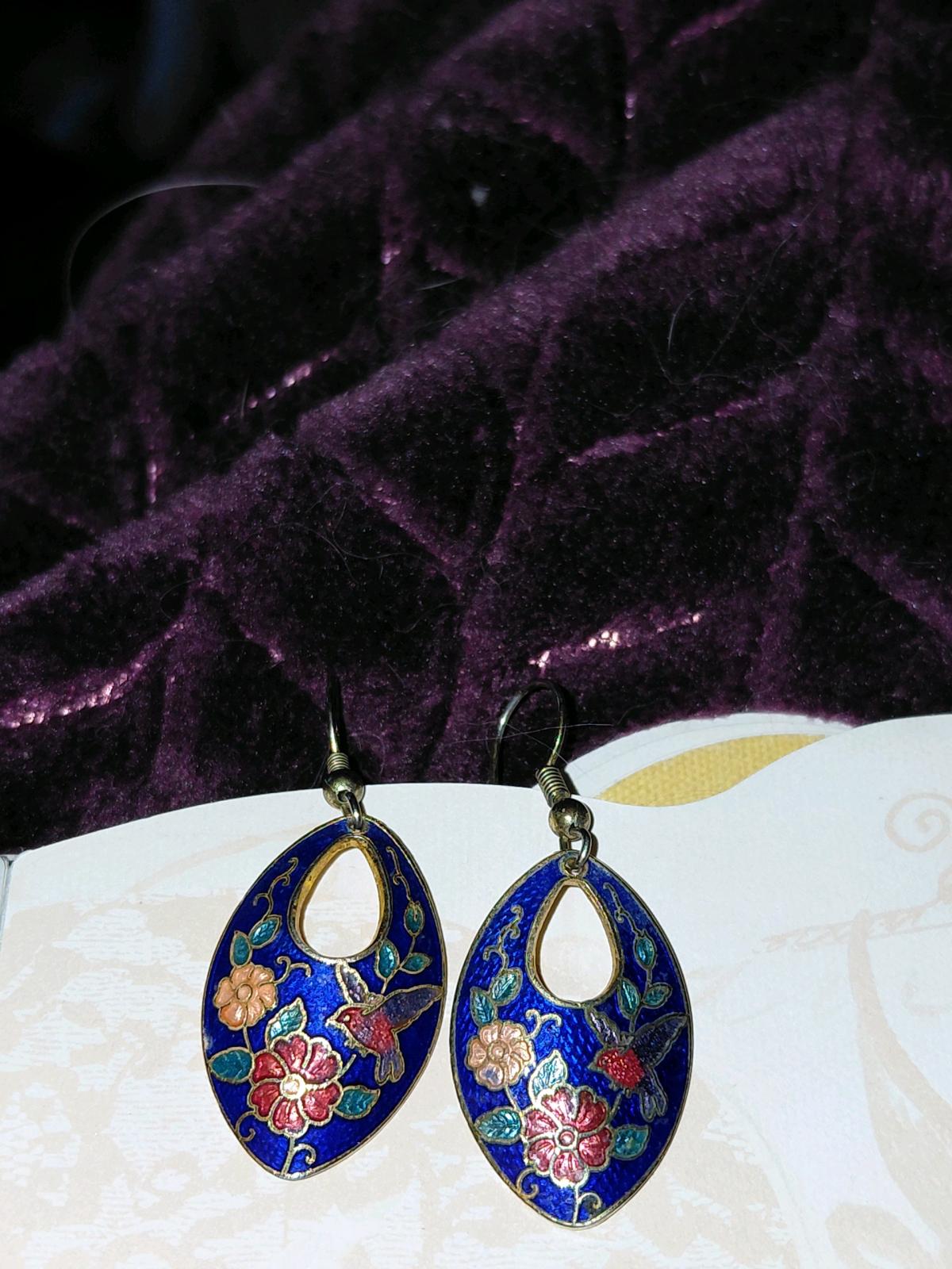 Stefano Vintage earrings with Cloisonne Enamel - Helena, Montana - FleaMarketBay