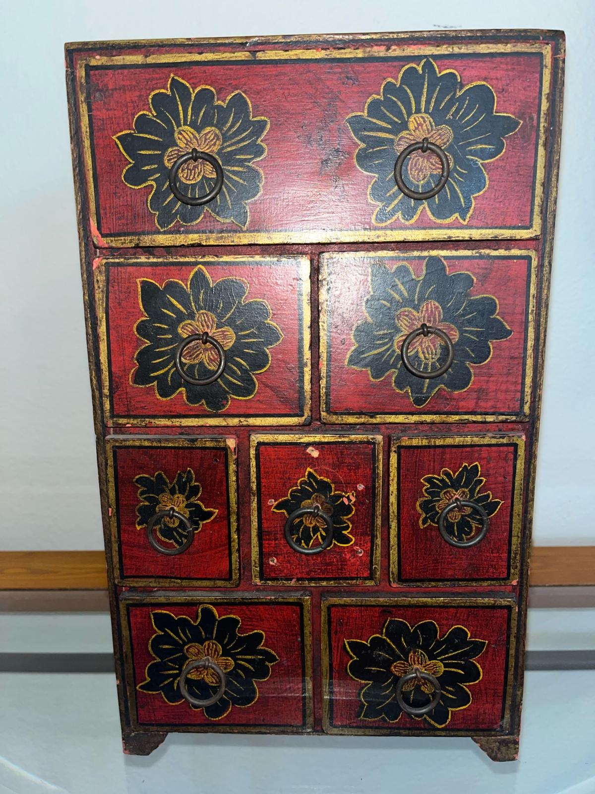 Hand Painted Apothecary Drawer Chest - Corona, California - FleaMarketBay