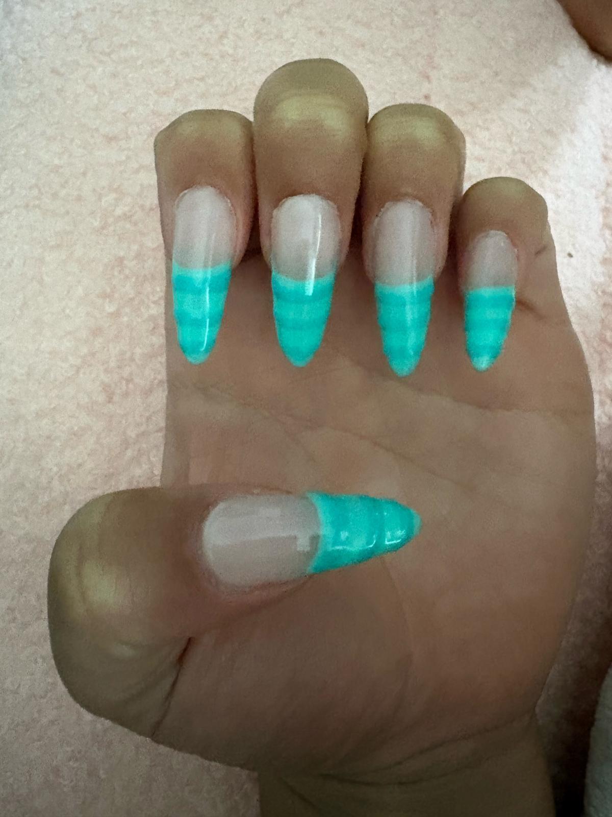 teal striped handmade press on nails - Burlington, New Jersey - FleaMarketBay