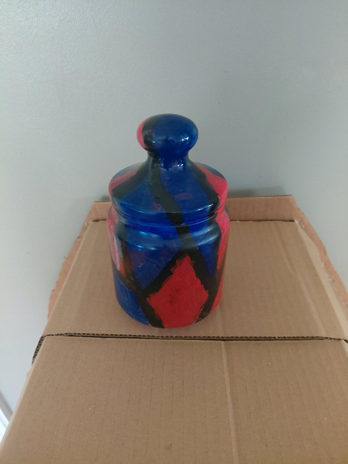 Handpainted glass jar - Lansing, Michigan - FleaMarketBay