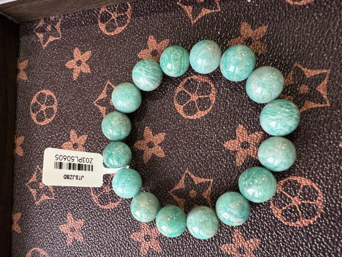13mm Natural Amazonite Stretch Bracelet Blue Green Crystal - Pennsylvania Furnace, Pennsylvania - FleaMarketBay