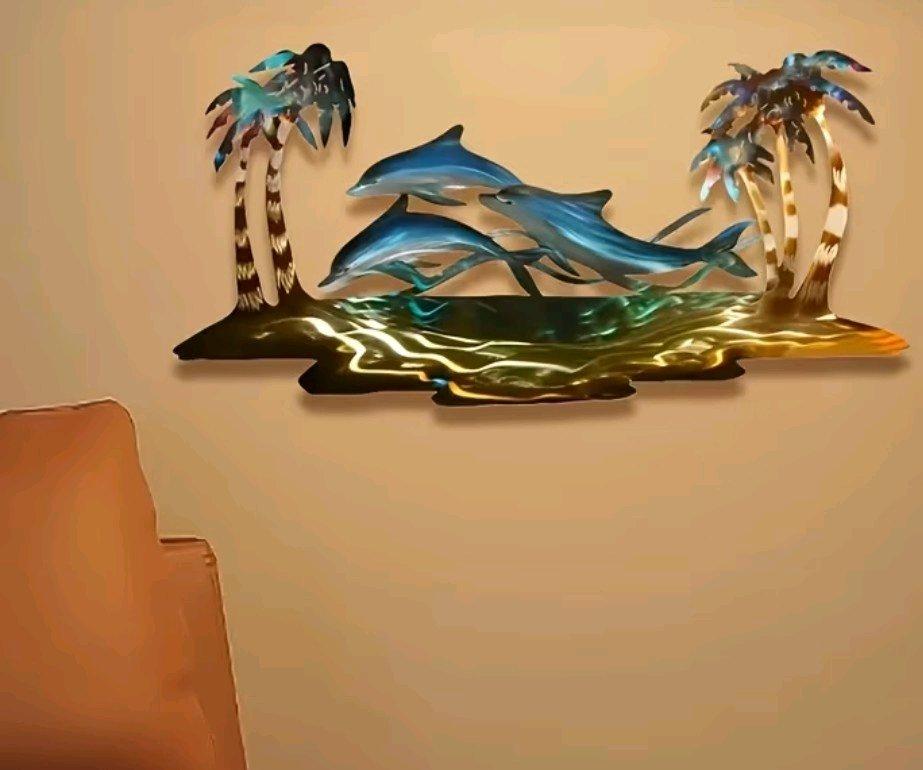 Acrylic Dolphins and Palm Trees Wall Decor - Palm Bay, Florida - FleaMarketBay
