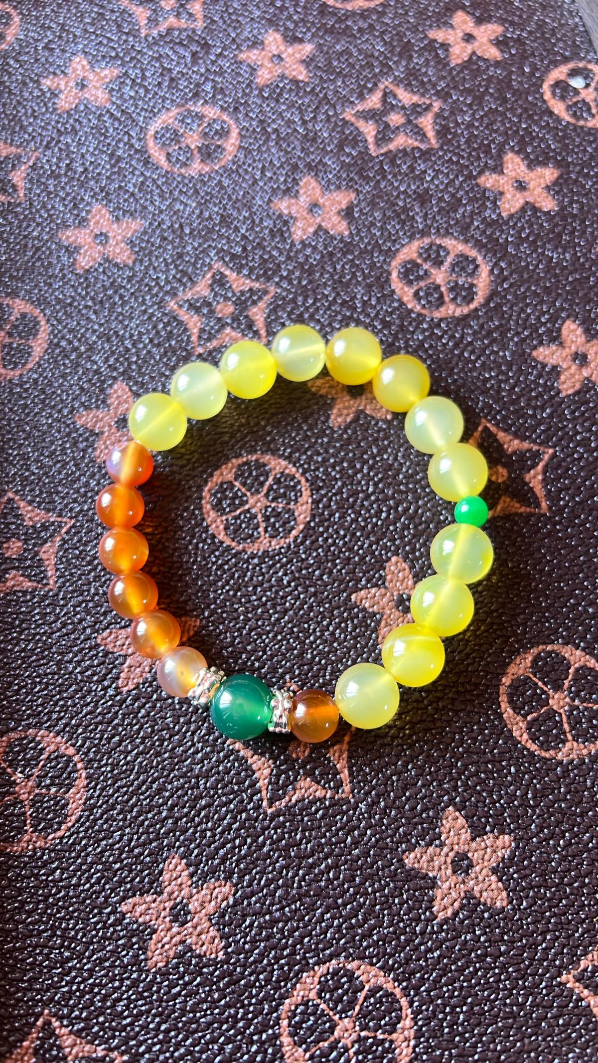 Natural Yellow Agate Bracelet 10mm  Genuine Gemstone wit - Philadelphia, Pennsylvania - FleaMarketBay