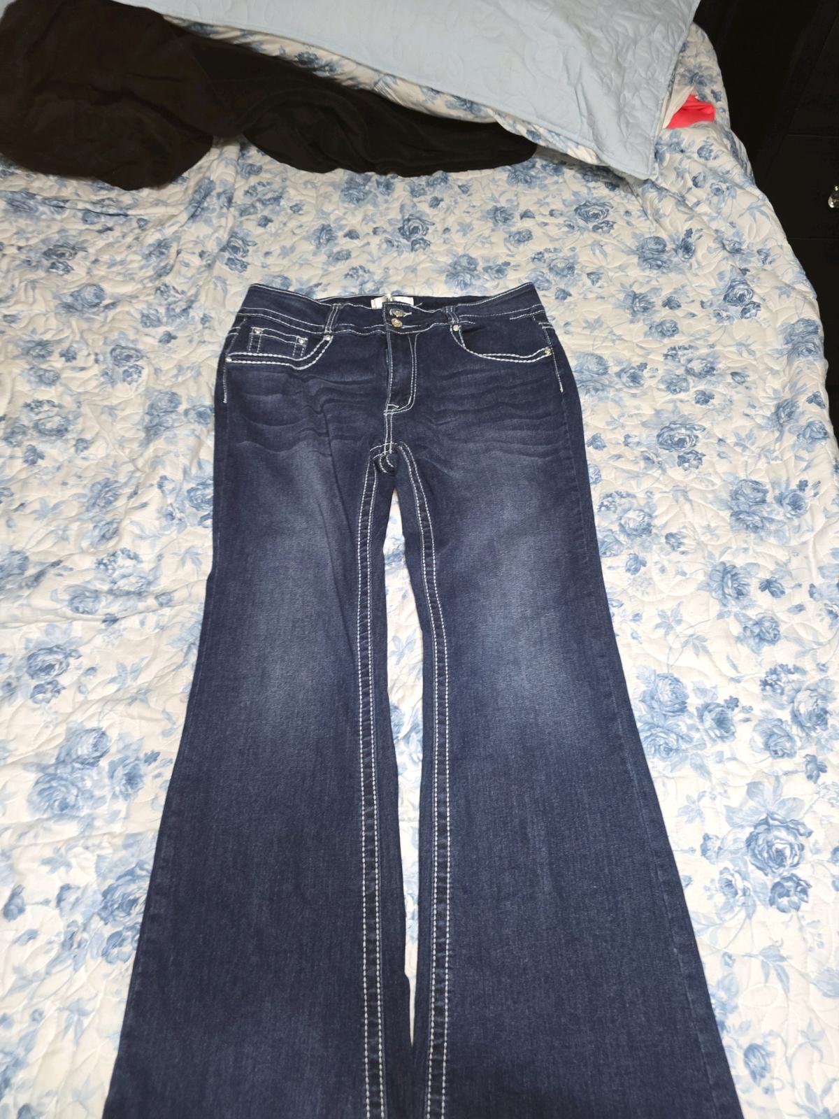 Dark blue HY rhinestone studded denim bootcut jeans size 18 - Houston, Texas - FleaMarketBay