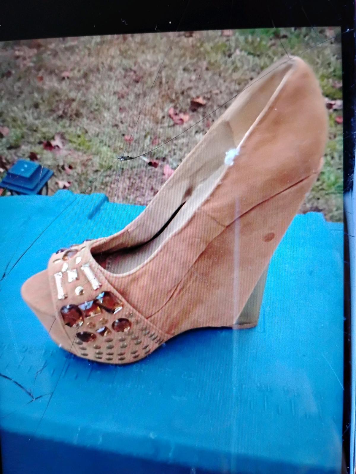 A Nice and Sexy Pair of Tan Platform Heels with Gems - Swansea, South Carolina - FleaMarketBay