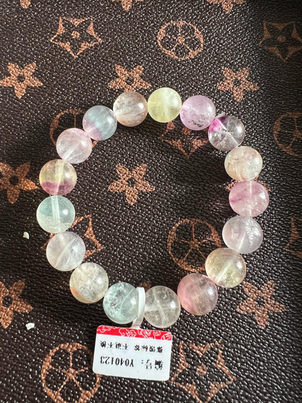 13mm Candy Multicolor Fluorite Bracelet Natural Pastel Pink - Abington, Pennsylvania - FleaMarketBay