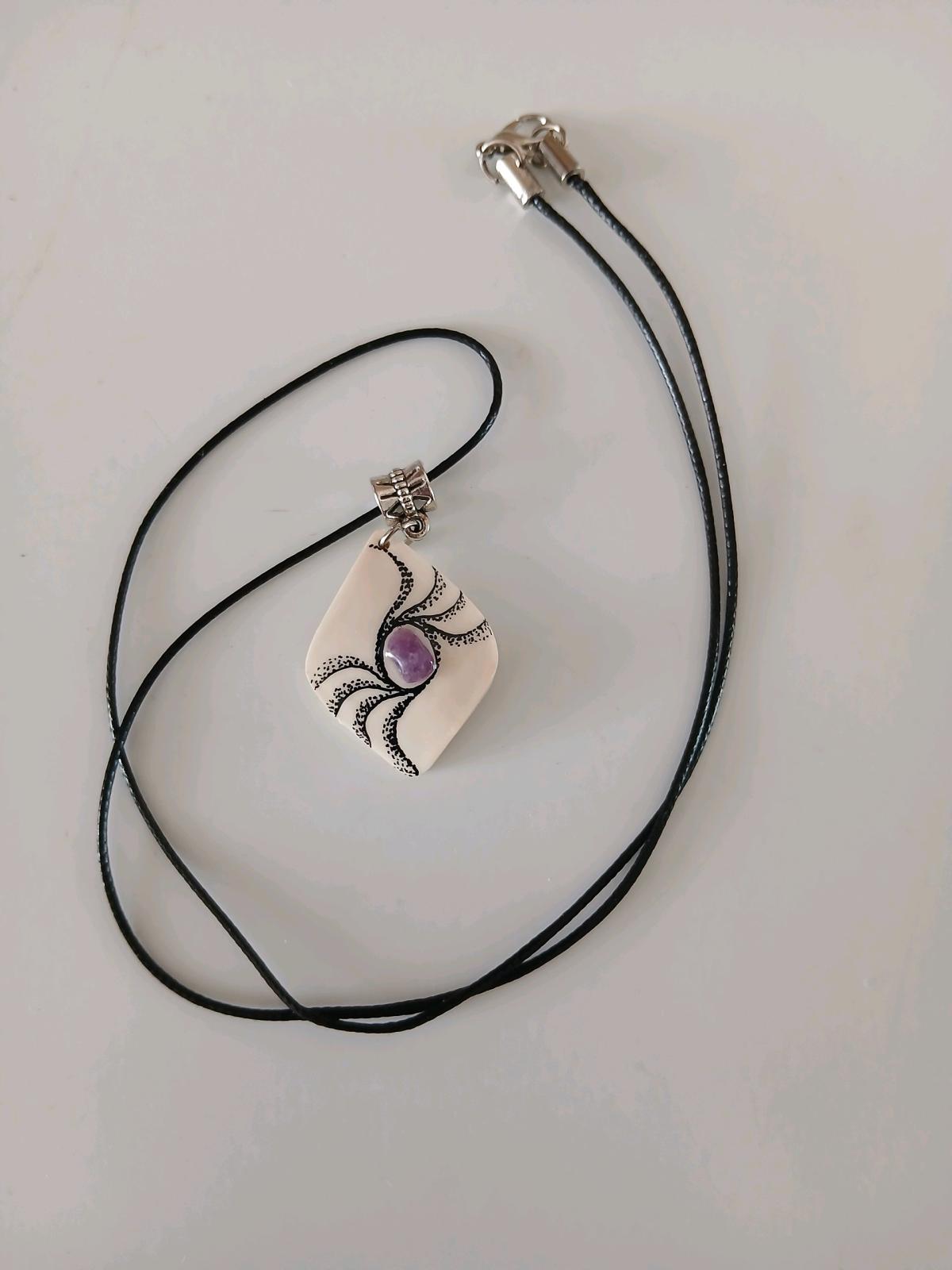 mammoth tusk pendant with natural amethyst - New York, New York - FleaMarketBay