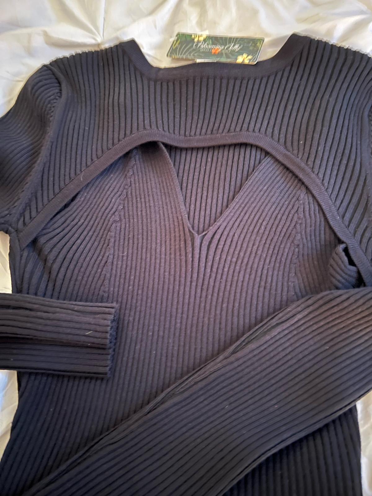 black long sleeve bodycon size large black dress size lg new - Lynn, Massachusetts - FleaMarketBay