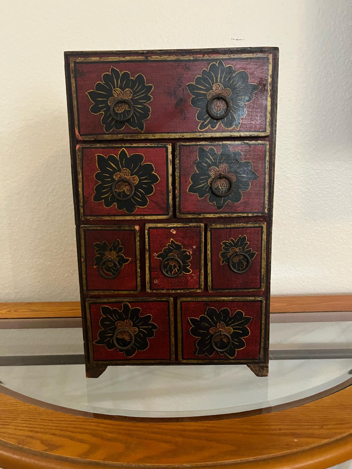Hand Painted Apothecary Drawer Chest - Corona, California - FleaMarketBay