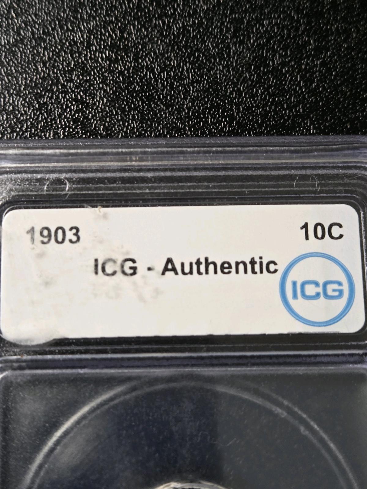 1903 Barber Dime ICG Authentic coin - San Antonio, Texas - FleaMarketBay