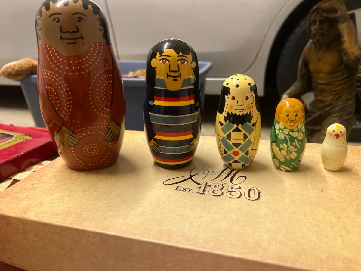 Vintage HandPainted Wooden Nesting Dolls Matryoshka  Signed - Bald Knob, Arkansas - FleaMarketBay