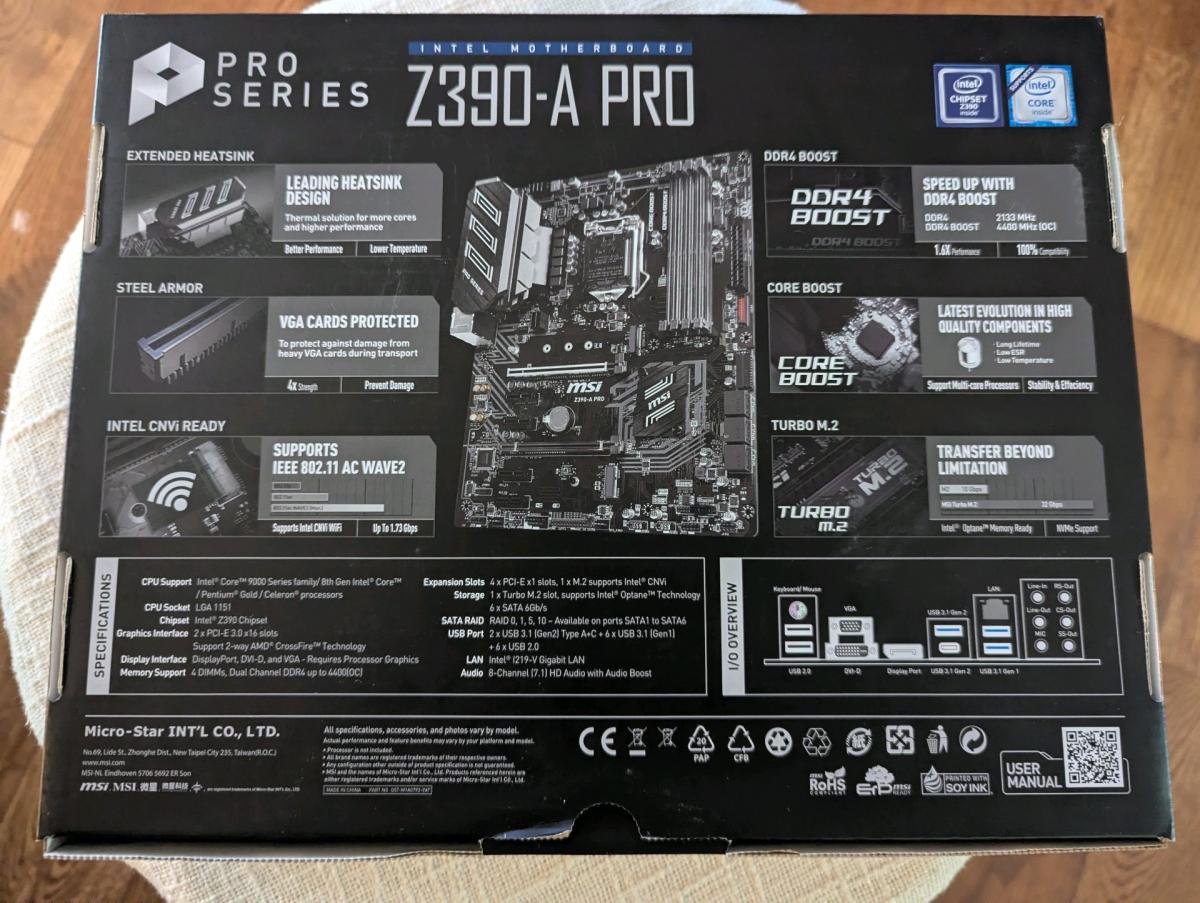 MSI PRO Z390A PRO LGA 1151 300 Series Intel Z390 ATX Intel M - Northfield, New Jersey - FleaMarketBay