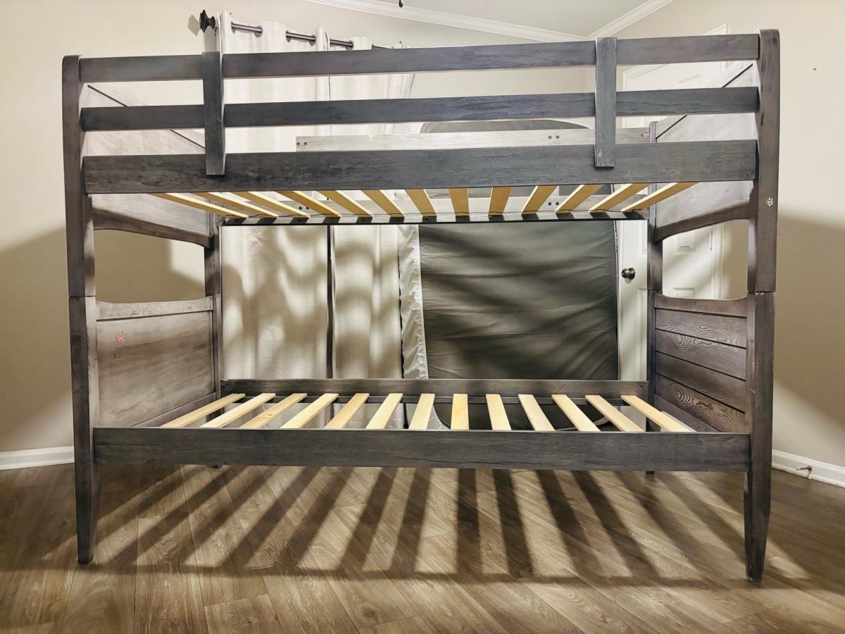 TwinoverTwin Bunk Bed Builtin ladder Solid Wood Rustic Gray - Houston, Texas - FleaMarketBay