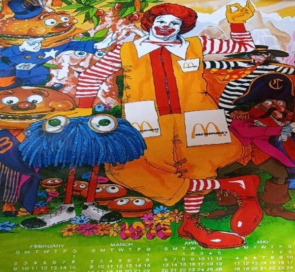 1975 Vintage McDonalds  calendar poster - Fresno, California - FleaMarketBay