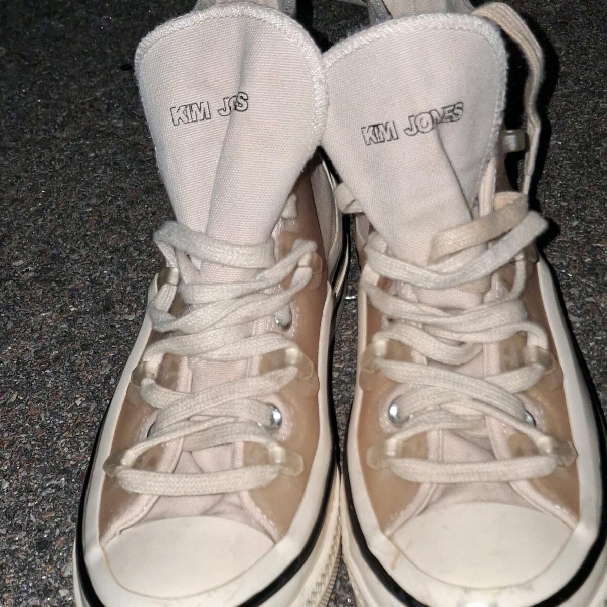 kim Jones X converse high top white lace up sneakers wmn 8 - Concord, New Hampshire - FleaMarketBay