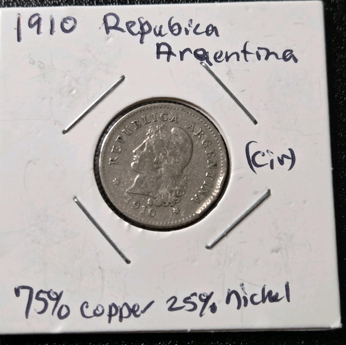 1910 Republic of Argentina 10 centavos - San Antonio, Texas - FleaMarketBay