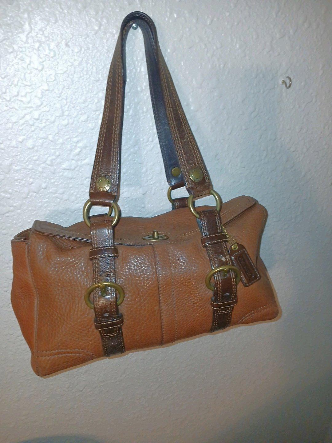 Vintage Brown Coach Chelsea Turnlock Pebble Leather Satchel - Sugar Land, Texas - FleaMarketBay