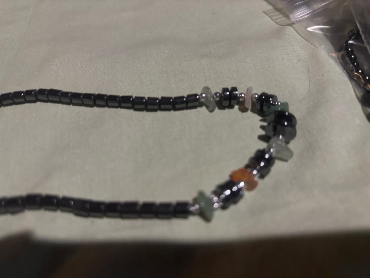 steel necklace with multicolored gemstones - Alicia, Arkansas - FleaMarketBay