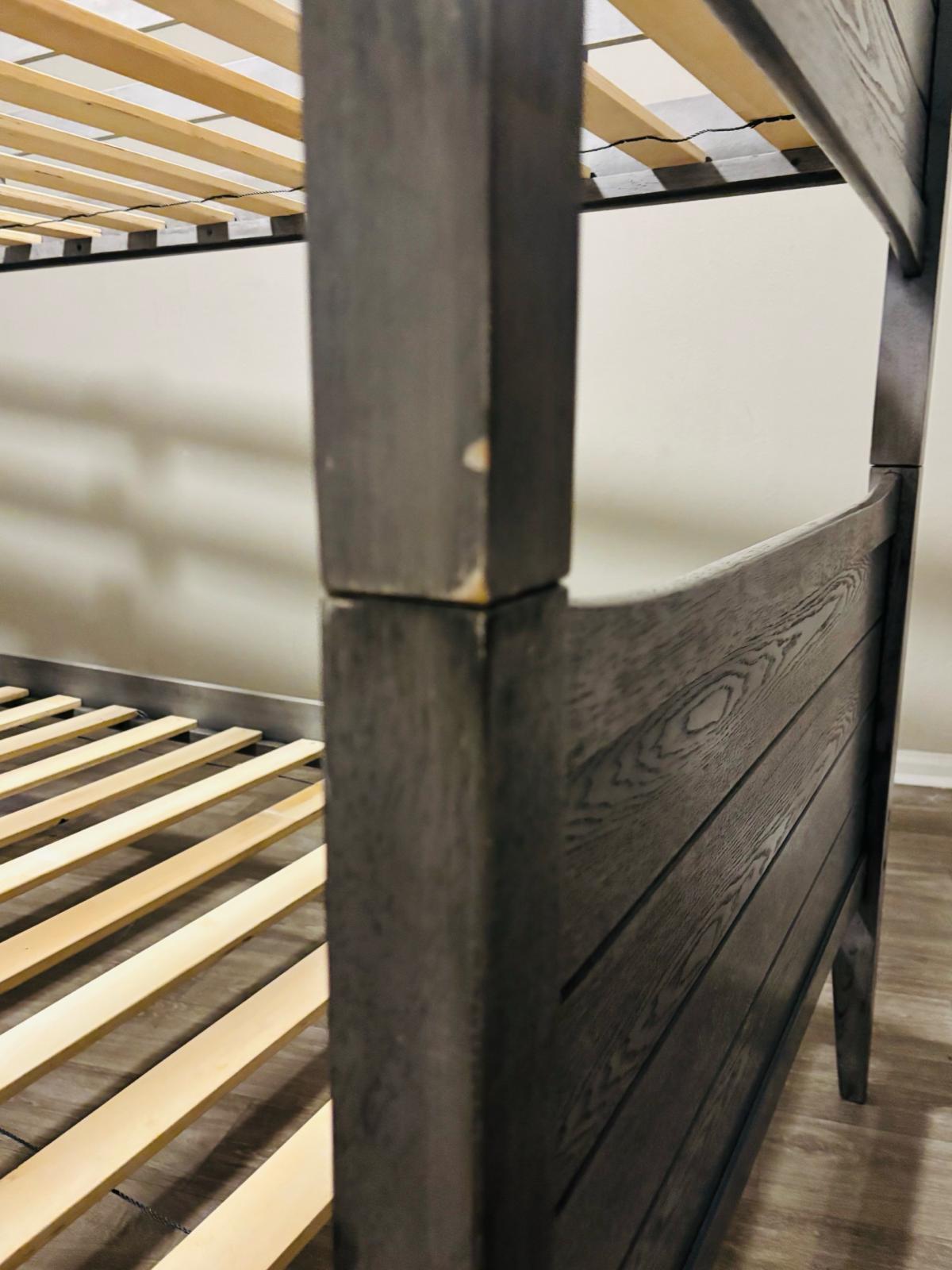 TwinoverTwin Bunk Bed Builtin ladder Solid Wood Rustic Gray - Houston, Texas - FleaMarketBay