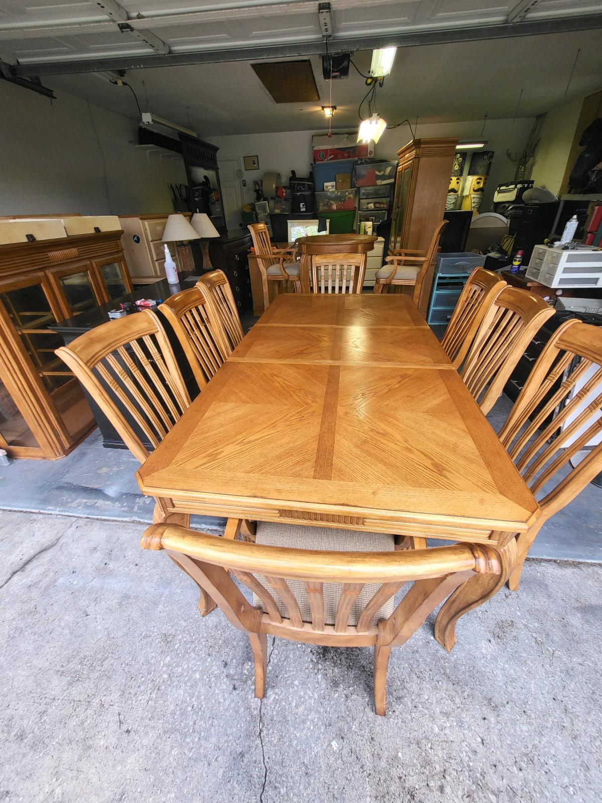 Elegant Solid Wood Dining Table Set 8 Chairs  Matching Pub S - Lakeland, Florida - FleaMarketBay