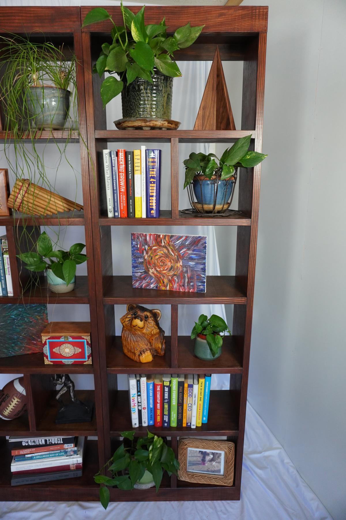 Custom Handcrafted Solid Wood Bookcase Set - Hickory Finish - , California - FleaMarketBay