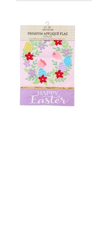 Creekside 125x18 Happy Easter Floral Garden Flag - Angleton, Texas - FleaMarketBay