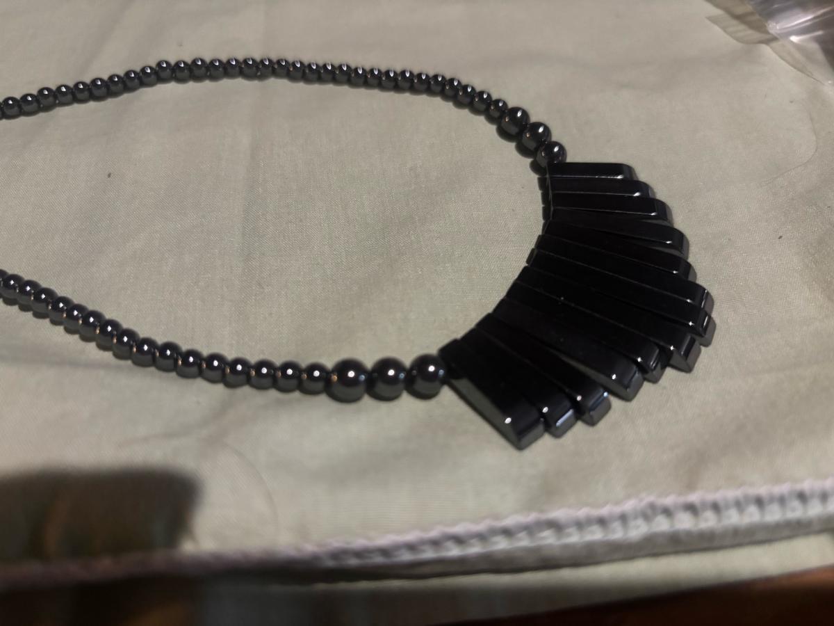 black steel necklace with black stones - Glade Valley, North Carolina - FleaMarketBay
