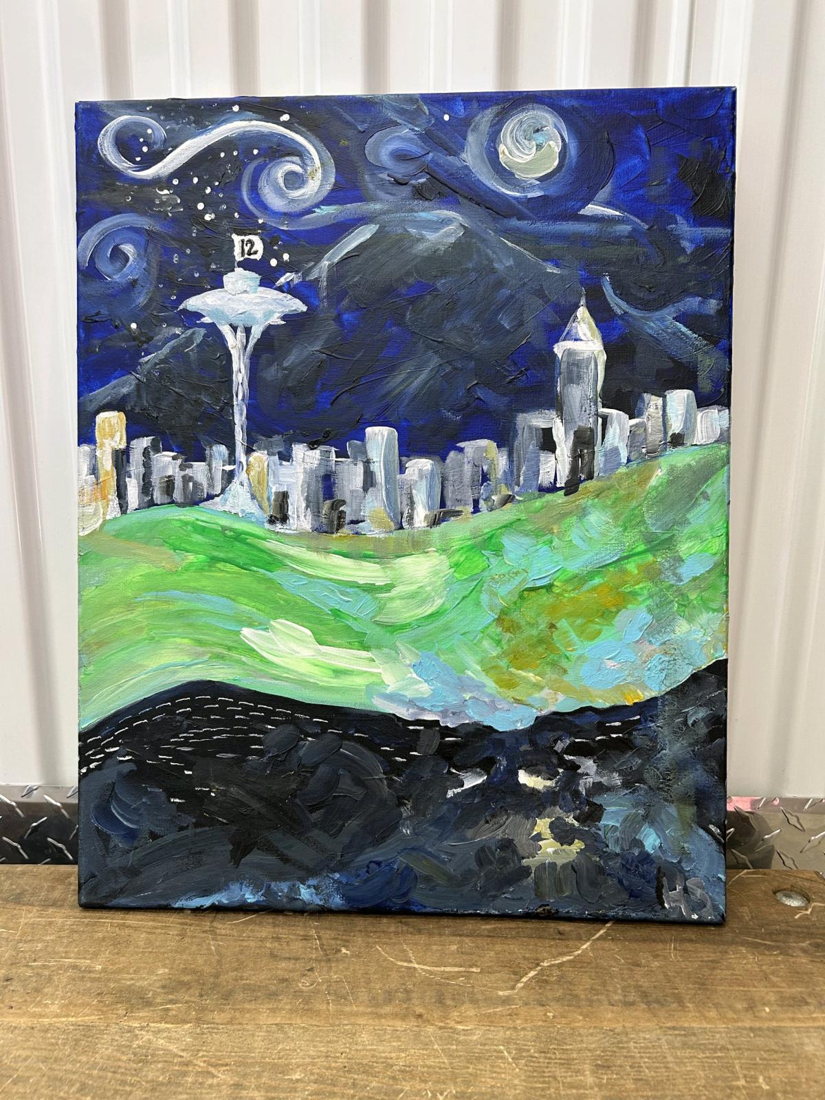 an original acrylic painting with signature - Enumclaw, Washington - FleaMarketBay