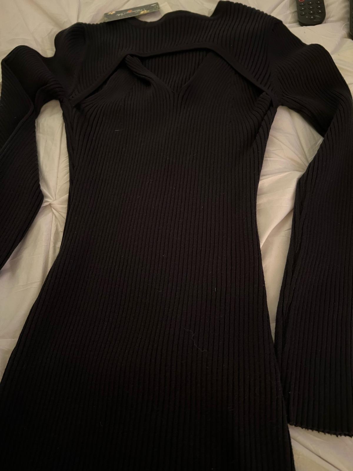 black long sleeve bodycon size large black dress size lg new - Lynn, Massachusetts - FleaMarketBay
