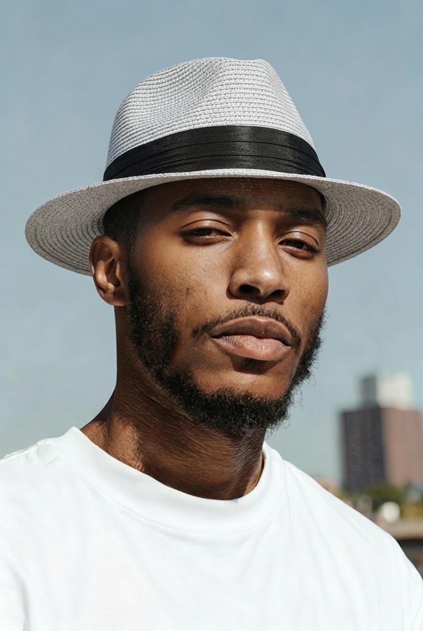 white with black band unisex hat - Lynn, Massachusetts - FleaMarketBay