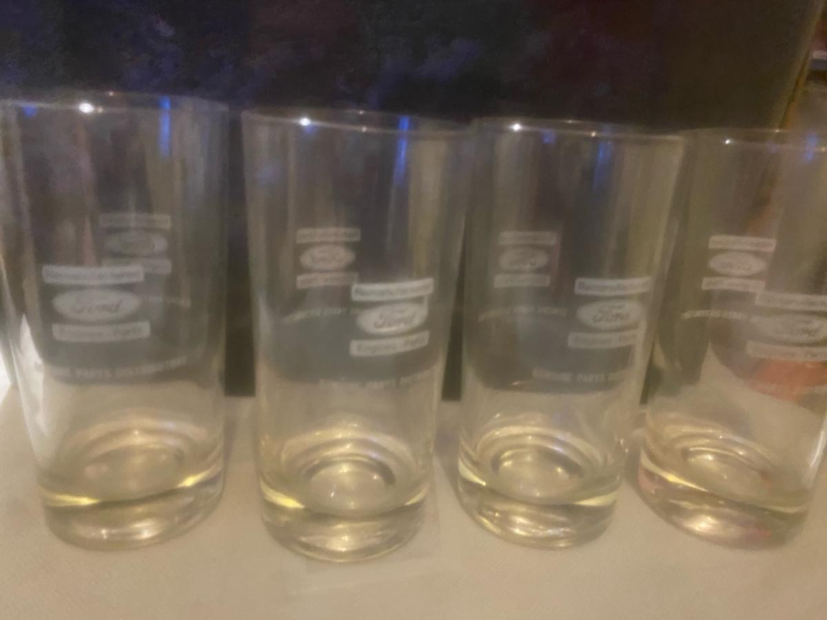 vintage set of four ford remanufactured engine parts glasses - Covington, Tennessee - FleaMarketBay